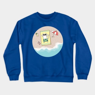 Cat Sunbathing on the Beach Crewneck Sweatshirt